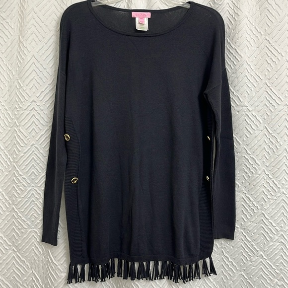 Lilly Pulitzer Ramona Fringe Sweater Long Sleeve Navy Size XXS - Picture 2 of 5